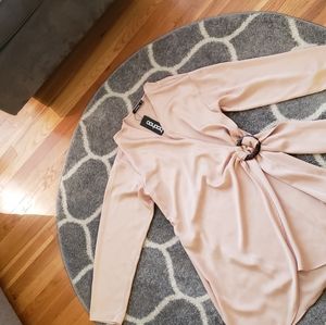 Boohoo midi wrap dress with tortoise ring